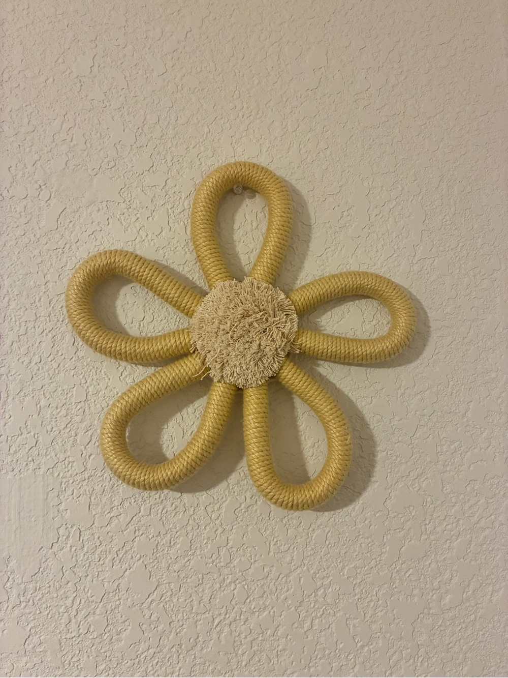 Boho Rope Flower Wall Decor Yellow 9.5” Woven Daisy Wall Art